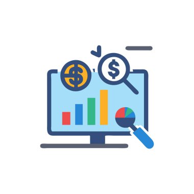 Büyüteçle bilgisayar ve dolar işareti