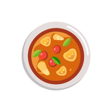 çorba simgesi, düz vektör çizimi