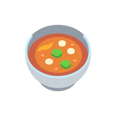 Bir kase çorba ve sebze vektör çizimi.