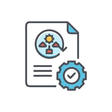 Büyüteç ve vites vektör illüstrasyon tasarımlı kontrol listesi