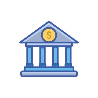 banka vektörü düz renk simgesi