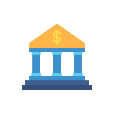 bank vektörü düz renk simgesi