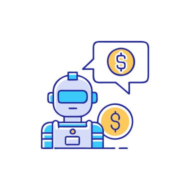 Robot yapay zeka renk simgesi. Robot kol ve yapay zeka. Teknoloji. Robot yapay zeka konsepti. izole vektör illüstrasyonu