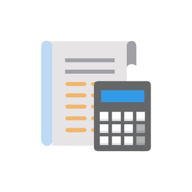 Beyaz arkaplanda kalem simgesi olan hesap makinesi