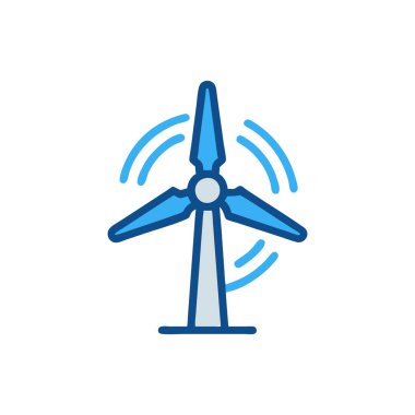 Beyaz arkaplanda elektrik prizi simgesine sahip türbin