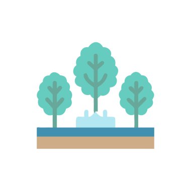 Bahçedeki ağaçlar beyaz arka plan vektör illüstrasyon tasarımı üzerinde