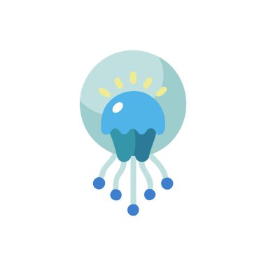 Mavi lekeli ve kabarcıklı denizanalarının vektör çizgi film stili çizimi