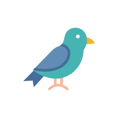 Kokteylli düz renkli kuş ikonu. vektör