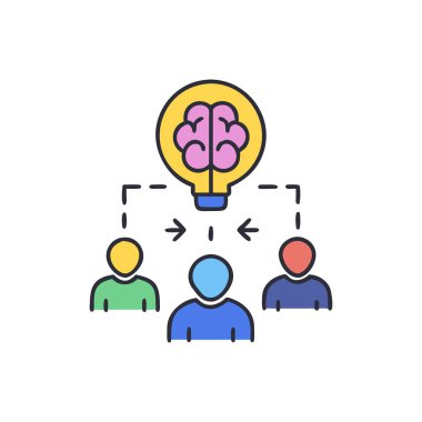 Beyin yaratıcı renk ikonu vektörü. Beyin fırtınası fikri geldi aklıma. Grafik için izole edilmiş illüstrasyon sembolü