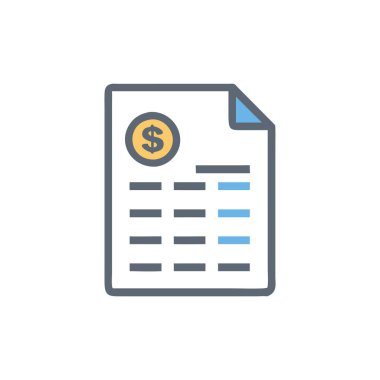 Dolar işareti ve kağıt vektör simgesine sahip belge