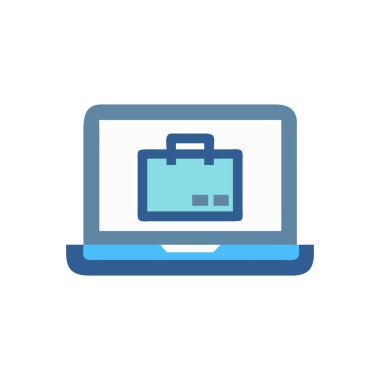 Beyaz arkaplanda ekran simgesi olan dizüstü bilgisayar, vektör illüstrasyonu