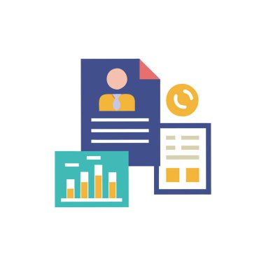 iş yönetimi düz simgesi, vektör, illüstrasyon