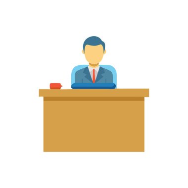 Ofis çalışanı ikonu. Web için ofis vektör simgelerinin karikatür çizimi