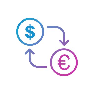 Dolar sembolü ve sikke vektör illüstrasyonlu dolar işareti Euro