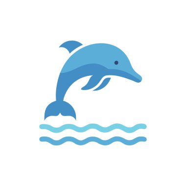 Web ve mobil uygulaması tasarımı, yunus logo kavramı için beyaz arka plan üzerinde izole yunus simge vektör