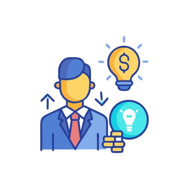 Fikir ve yaratıcılık renk çizgisi simgesi. Fikir ve ilham. Vektör izole edilmiş görüntü grafiği. Web sayfası, uygulama tanıtımı. Promosyon.