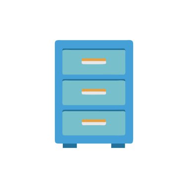 Çekmece düz simgesi. Ofis işareti. izole edilmiş düz sembol çizimi