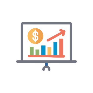 Dolar sembollü iş grafiği ve ok vektör çizimi tasarımı