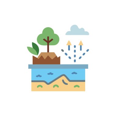 bitki ve ağaç düz ikonu, vektör illüstrasyonu, doğa ve ekoloji kavramı