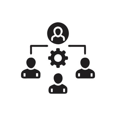 dişli simgesi olan grup insanları.