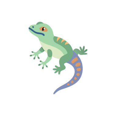 Kertenkele çizgi filmi beyaz arka planda izole edildi. Vektör illüstrasyonu, 10 eps.