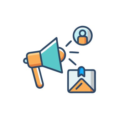 megafon ve hoparlör düz ikon vektör çizimi