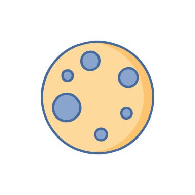 Gezegen Ay düz simgesi, vektör, illüstrasyon