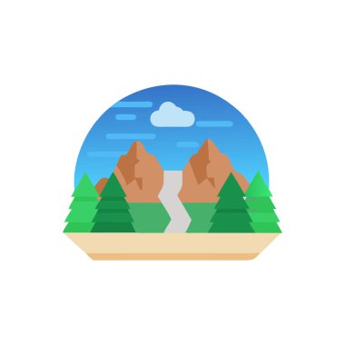 Ağaçlı dağlar ve bulut simgesi