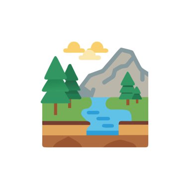 nehir vektörü düz illüstrasyon