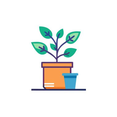 bitki otu ve bitki beyaz arkaplan vektör illüstrasyonunda izole