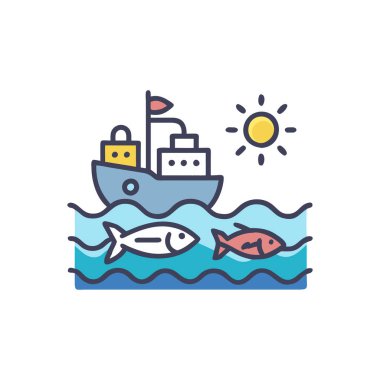 deniz ve okyanus çizgisi simgesi, vektör illüstrasyonu