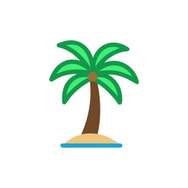 Hindistan cevizi ağacı vektörü düz renk simgesi