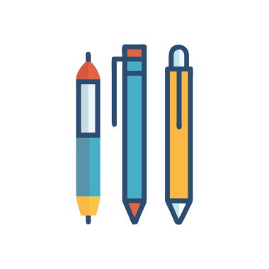 Kalemler ve kalem okulu malzemeleri.