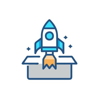 Roket simgesi tasarım, vektör çizim