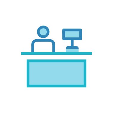 Bilgisayar simgesi, vektör illüstrasyonlu masa