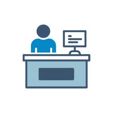 Bilgisayar masası ve dizüstü bilgisayar vektör çizimi tasarımı