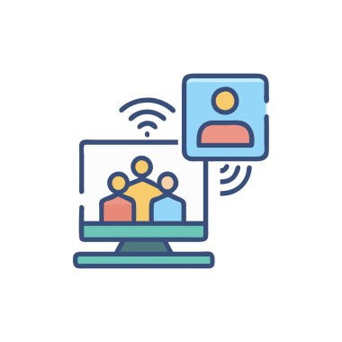 çevrimiçi eğitim vektörü renk çizgisi simgesi