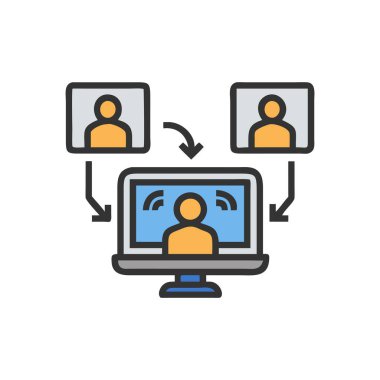 ağ ve tasarım projeleri için ağ bağlantısı renk vektörü simgesi. beyaz arkaplanda izole edilmiş.