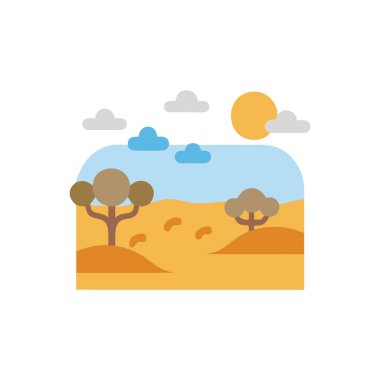 manzara, ağaçlar, dağ, doğa, ağaç düz renk ikonu vektörü