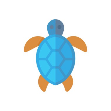 Kaplumbağa yassı ikon tasarımı, Hayvanat bahçesi hayvan bahçesi, hayvanat bahçesi ve okyanus temalı illüstrasyon.