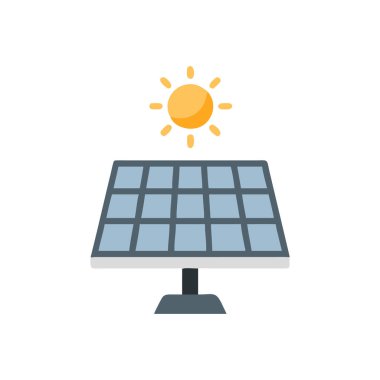 Güneş paneli düz vektör simgesi