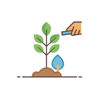 Bir filiz ile bir sulama kutusu, vektör illüstrasyon.