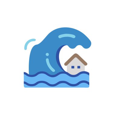 Beyaz arka planda sel evi vektör çizimi. Kaliteli kaliteli semboller. kavram ve grafik tasarımı için vektör simgesi.