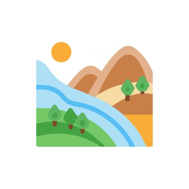 Ağaçlar ve güneş ile Dağları