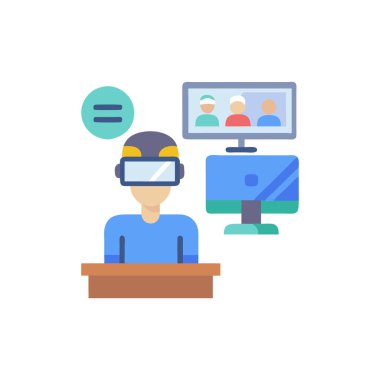 sanal gerçeklik, teknoloji, bilgisayar, sanal kulaklık düz simgesi, vektör