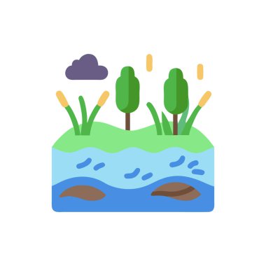 bitki ve ağaçlar düz simge, vektör, illüstrasyon, renkli konsept