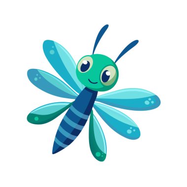 Beyaz arka planda izole edilmiş sevimli yusufçuk çizgi filmi.