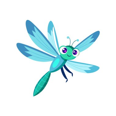 Beyaz arka planda izole edilmiş sevimli yusufçuk çizgi filmi.