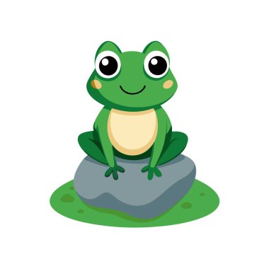 Yeşil yosun üzerinde oturan kurbağa