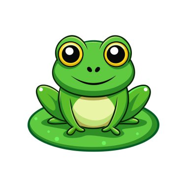 İzole edilmiş şirin yeşil kurbağa çizgi filminin vektör çizimi